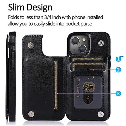 uCOLOR for iPhone 13/14 Wallet Case with Card Holder Daisy | PU Leather RFID Blocking for Women Men Magnetic Clasp Kickstand - color: Daisy