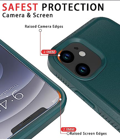 Diverbox for iPhone 12 case [Shockproof] [Dropproof] [Tempered Glass Screen Protector ],Heavy Duty Protection Phone Case Cover for Apple iPhone 12 (DarkGreen-2in1) - color: DarkGreen-2in1