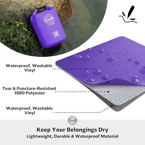 5/10/25/30/40L Waterproof Dry Bag, Small Lightweight Roll Top Dry Bag Backpack w/Waterproof Phone Case, Kayaking, Travel, Hiking, Fishing, Tubing, Camping, the Beach, Men/Women (Purple) - color: 5/10l Purple, size: 5L