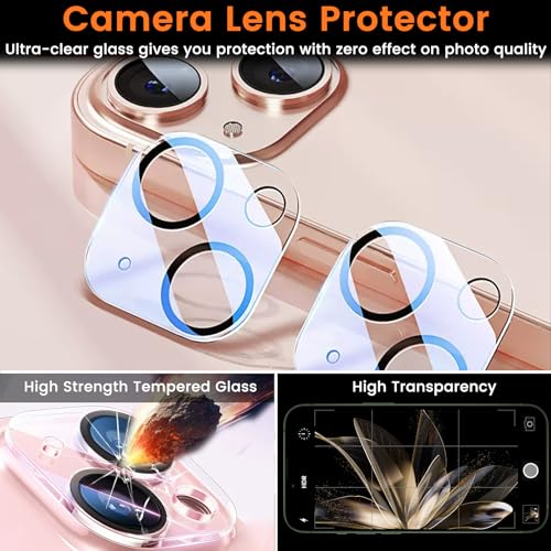 Lesakit 3+3 Pack Privacy Screen Protector for iPhone 13 6.1-Inch with 3 Pack Camera Lens Protector, Anti Spy Tempered Glass Film 9H Hardness Bubble Free Case Friendly - size: iPhone 13