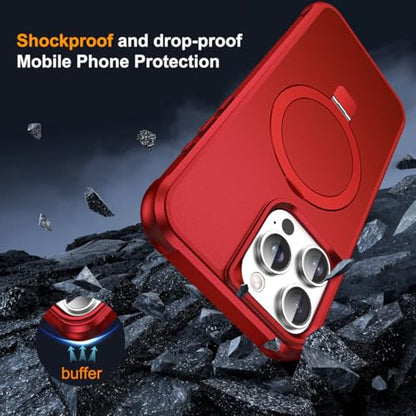 SKYLMW Compatible with iPhone 12/13 Pro Max Case with Stand,Red | iPhone 12/13 Pro Max Phone Case 6.7",Magnetic Ring Stand,Compatible with MagSafe,Military-Grade Protection,Great Grip Feeling - color: Red, size: Iphone 12 Pro Max & Iphone 13 Pro Max