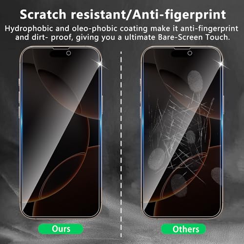 3 Pack Privacy Screen Protector Designed for iPhone 16 Pro Max/17 Pro Max,Full Coverage Anti-Spy Tempered Glass Film,9H Hardness,Anti-Fingerprint,Bubble Free,Easy to Install - color: iPhone 16 Pro Max FK3