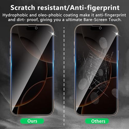 3+3 Pack Privacy Screen Protector Designed for iPhone 16 Pro Max With 3 Pack Camera Lens Protector,Full Coverage Anti-Spy Tempered Glass Film,9H Hardness,Bubble Free,Easy to Install - color: iPhone 16 Pro Max FK33