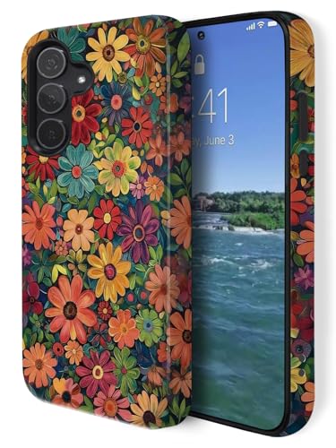 Compatible for Samsung Galaxy S25 Plus 5G Case,Double Layer Shockproof Protection Heavy Duty Phone Cover,Colorful Charming Flowers - color: Colorful Charming Flowers, size: S25 Plus