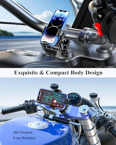 BRCOVAN Anti-Theft Motorcycle Fork Stem Phone Mount with Vibration Dampener