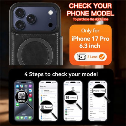 Wallet Phone Case Crafted for iPhone 17 Pro Gray | PU Leather Phone Case Flip Cover Wrist Strap Card Holder Slots - color: Gray-2, size: iPhone 17 Pro