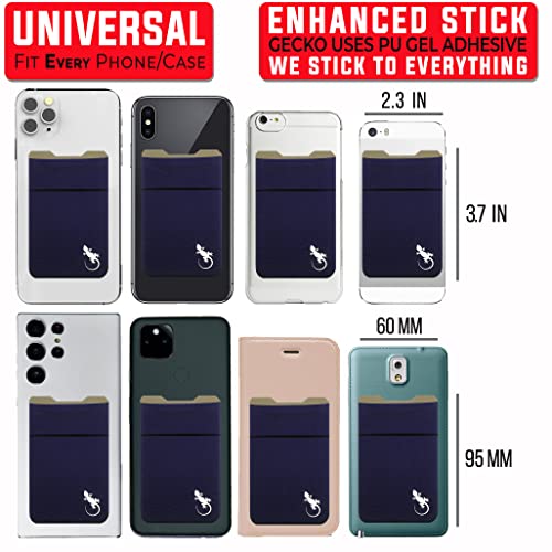 Gecko Travel Tech Double Pocket - Adhesive Card Holder - Cell Phone Pouch - Stick on Spandex Pocket - Carry Credit Cards and Cash (Navy) - color: NAVY