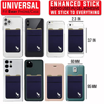 Gecko Travel Tech Double Pocket - Adhesive Card Holder - Cell Phone Pouch - Stick on Spandex Pocket - Carry Credit Cards and Cash (Navy) - color: NAVY