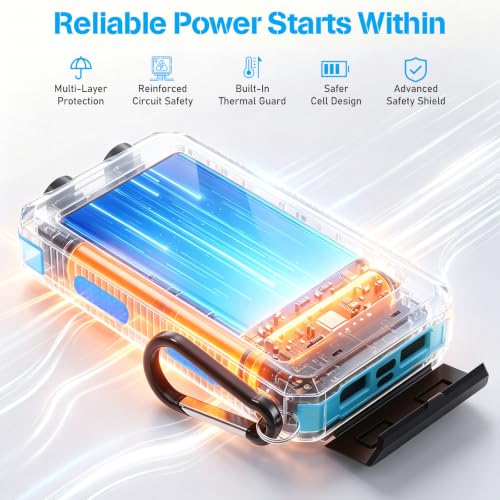Solar Power Bank 38800mAh Portable Charger for iPhone18/17/16, Samsung - color: Sky Blue