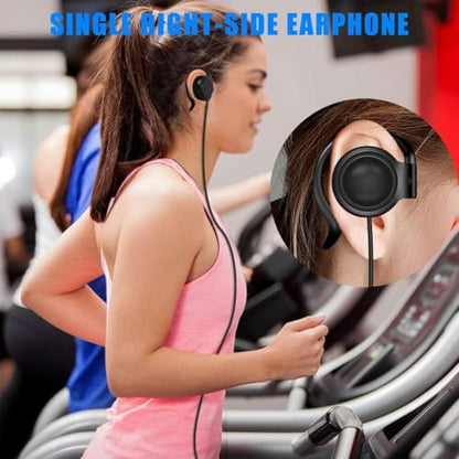 EXMAX Single Headphones 3.5mm Right-Side Earphone One Ear Ear-Hook Headphone for EXD-101 ATG-100T Radio Podcast Laptop MP3 Ear Bud (Right-Side Earphone) - color: Black