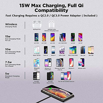 Wireless Car Charger QC 3.0 USB Adapter Kit Fast 15W 10W 7.5W Quick Charge Qi Charging Pad for iPhone 14 13 12 Mini 11 Pro Max 8 Plus X XR Xs LG G8 Samsung Note 9 Galaxy S10 S20 S21 S22 Android Phones