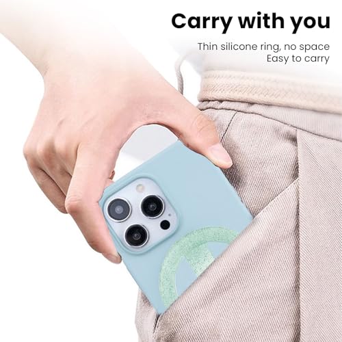 Magnetic Silicone Phone Grip Ring Holder Compatible with MagSafe Phone Case - color: Star Green
