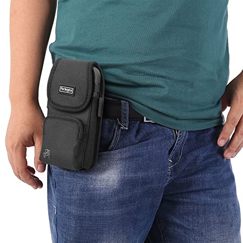 Perilogics Cell Phone Belt Holster,Nylon Phone Pouch with Belt Clip | Belt Pouch with Card Slot, Pen Loops, Zipper Pocket, Fits iPhone 17/16/15/14 Pro Max, 16/15/14 Plus,Hook & Loop Closure