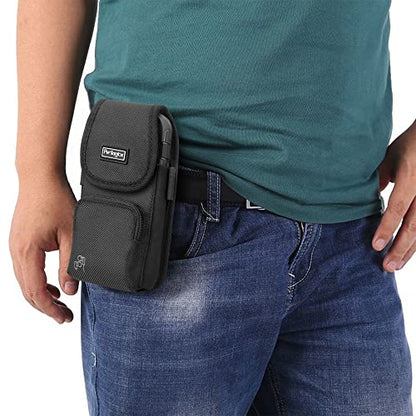 Perilogics Cell Phone Belt Holster,Nylon Phone Pouch with Belt Clip | Belt Pouch with Card Slot, Pen Loops, Zipper Pocket, Fits iPhone 17/16/15/14 Pro Max, 16/15/14 Plus,Hook & Loop Closure