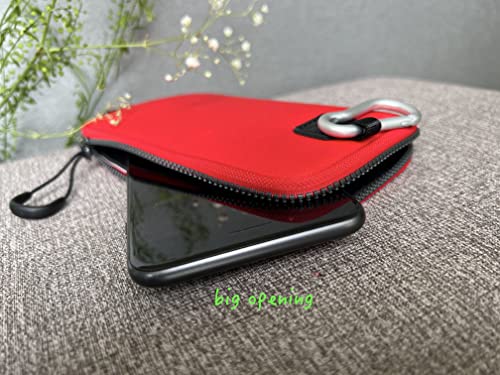 OneJoy Neoprene Cell Phone Pouch, Large Zipper Opening, Lightweight & Protective Phone Sleeves for iPhone Durable Phone Carrier Bag, Thermal Carrying Phone Pouch with Inner Pocket [ Red ] - color: Red