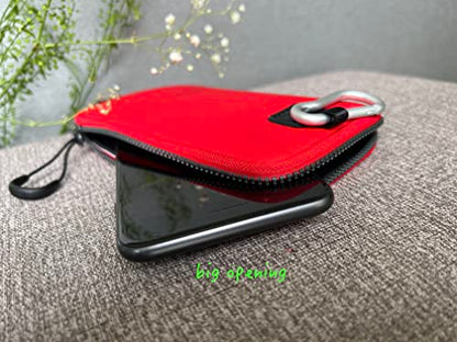 OneJoy Neoprene Cell Phone Pouch, Large Zipper Opening, Lightweight & Protective Phone Sleeves for iPhone Durable Phone Carrier Bag, Thermal Carrying Phone Pouch with Inner Pocket [ Red ] - color: Red