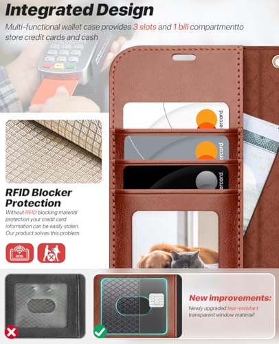 OCASE for iPhone 17 Pro Detachable Wallet Case with Card Holder, 2 in 1 PU Leather Flip Folio with RFID Blocking Stand Wrist Strap Shockproof Phone Cover 6.3 Inch 2025, Dark Brown - color: Dark Brown, size: iPhone 17 Pro