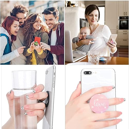6 Pack Cellphone Phone Grip and Smartphones Stand, Collapsible Cell Phone Expanding Holder for Phone - Smile Love Happy Heart