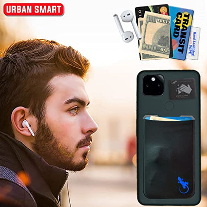 Phone Wallet - Adhesive Card Holder - Cell Phone Pouch - Stick on Lycra Pocket by Gecko - Carry Credit Cards and Cash - color: BLUE GECKO