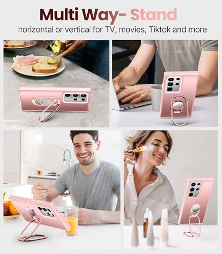 Shields Up for Samsung Galaxy S24 Ultra Case with Stand, Galaxy S24 Ultra Case with Double Ring Holder [Adjustable & Foldable] Protective Translucent Matte Cover - Frosted Pink - color: Frosted Pink, size: Galaxy S24 Ultra