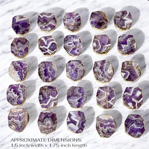 Grips by CRYSTALFY Crystal Phone Grip Holder & Expanding Kickstand-Natural Gemstone Swappable Top Accessory Compatible with iPhone, iPad, Kindle & Mobile Devices (Chevron Amethyst Gold, Adhesive) - color: Chevron Amethyst Gold, style: Adhesive