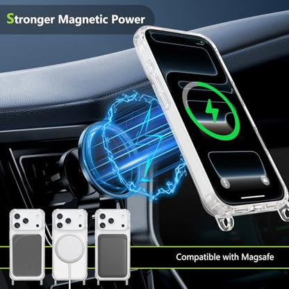 Magnetic Case for iPhone 17 Pro Max 6.9" Clear Crossbody Case with Adjustable Shoulder Neck Lanyard Strap,Compatible with Magsafe,Soft Slim Bumper Shockproof Protective Phone Cover-Black - color: Black, size: iPhone 17 Pro Max