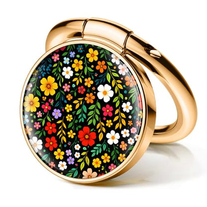 Cell Phone Ring Holder, Cute Phone Ring Grip Stand, 360°Rotation Funny Metal Kickstand Finger Grip Colorful Boho Flowers - color: Colorful Boho Flowers