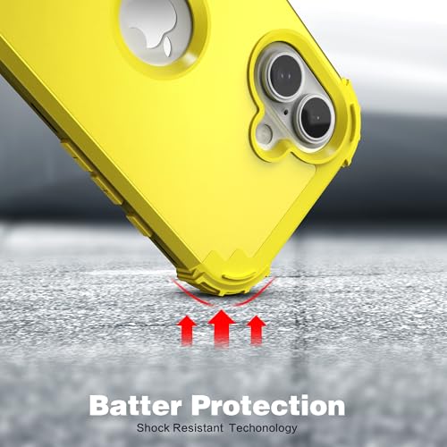 IDweel for iPhone 17 Case with Screen Protector, 3 in 1 Shockproof Slim Fit Hybrid Heavy Duty Hard PC Cover Soft Silicone Bumper Full Body Anti-Fingerprint Case, Yellow - color: Yellow