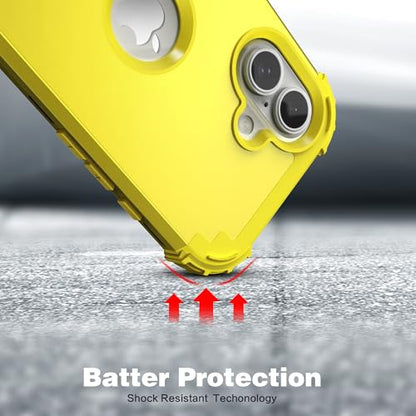 IDweel for iPhone 17 Case with Screen Protector, 3 in 1 Shockproof Slim Fit Hybrid Heavy Duty Hard PC Cover Soft Silicone Bumper Full Body Anti-Fingerprint Case, Yellow - color: Yellow