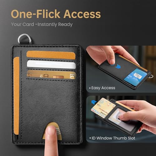 Mayski Slim Wallet, Credit Card Holder for Women, Minimalist Front Pocket RFID Blocking Card Cases, Small Wallet Women Men(Oiled Wax Black) - color: Oiled Wax Black