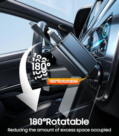 Temdan Retractable Car Charger,75W Fast Charger USB C Car Truck Accessories - color: Grey/C+L
