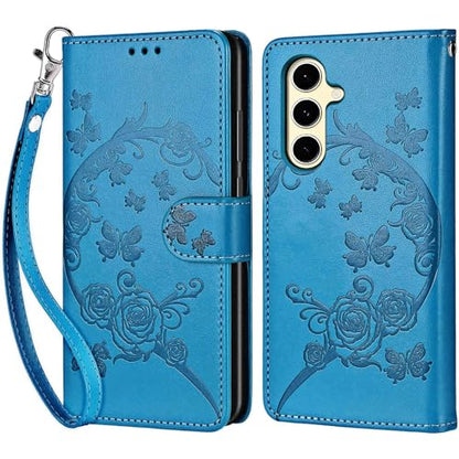 for Samsung Galaxy S24 FE Wallet case, Blue-Flower | 3 Card Holders, Kickstand, Shockproof TPU Shell, PU Leather, Magnetic Closure, Protective Flip Folio Cover, Women - color: 7