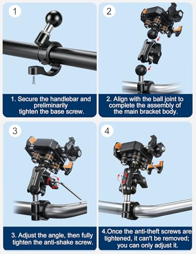 koolehaoda Motorcycle Phone Mount Holder with Vibration Dampener
