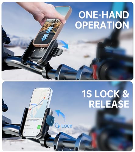 Kewig Motorcycle Phone Mount Holder with Aluminum Alloy Mounting Base