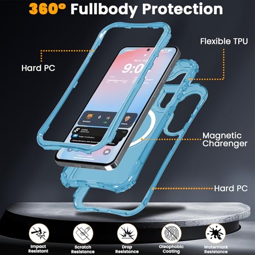 WRJ Magnetic Matte for Samsung Galaxy S26 FE Case,Samsung S25 FE Case [Fit for MagSafe][Military Grade Drop Protection] Translucent Shockproof Protective Phone Case-Ice Blue - color: Ice Blue, style: Matte