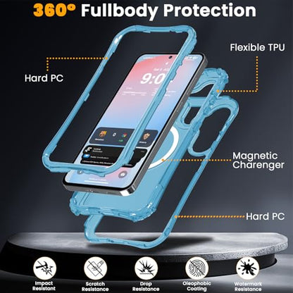 WRJ Magnetic Matte for Samsung Galaxy S26 FE Case,Samsung S25 FE Case [Fit for MagSafe][Military Grade Drop Protection] Translucent Shockproof Protective Phone Case-Ice Blue - color: Ice Blue, style: Matte
