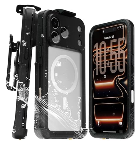 MOTIVE Waterproof Case with Belt Clip iPhone 17 Pro Max, Magnetic | 6.9" | Built-in screen protector, 360° protection, compatible with MagSafe, 360° belt holster - size: iPhone 17 Pro Max