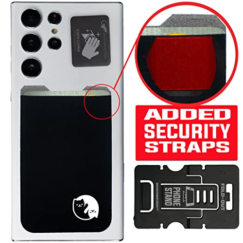 Phone Wallet - Adhesive Card Holder - Cell Phone Pouch - Stick on Lycra Pocket by Gecko - Carry Credit Cards and Cash - color: CAT YINYANG