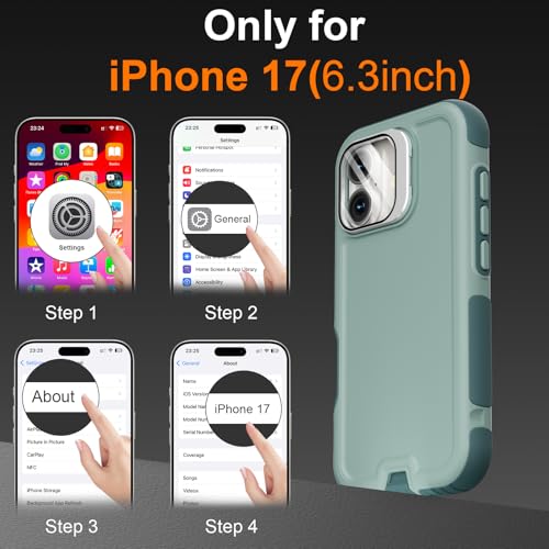 Follaroma Magnetic for iPhone 17 Case with Camera Stand, Green, 6.3" | Built-in Glass Camera Cover,Compatible with MagSafe,Heavy Duty Shockproof Protective,Military-Grade Anti-DropDual Layer Cover - color: Green, size: iPhone 17 6.3''