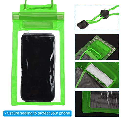 PATIKIL Waterproof Phone Pouch, 2 Pack Universal Lanyard Cellphone Dry Bag Clear Protection Cover Bag for Beach Swimming Pool, Green - color: Green