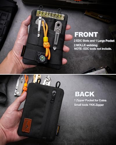 VIPERADE VE3 Tool Pouch Pocket Organizer, Nylon Tool Belt Loop Pouch with 4 Pockets Tool Storage EDC Pouch for Flashlight/Pocket Knife, Tactical Pen, Notebook (Tan) - color: Tan