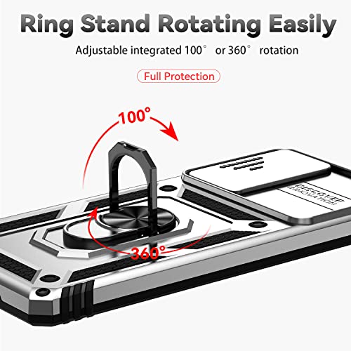for Samsung Galaxy S20 FE 5G Case with Camera Lens Cover HD Screen Protector, Military-Grade Drop Tested Magnetic Ring Holder Kickstand Protective Phone Case for Samsung Galaxy S20 FE 5G (Silver) - color: Silver with camera cover Military-Grade 2nd gen