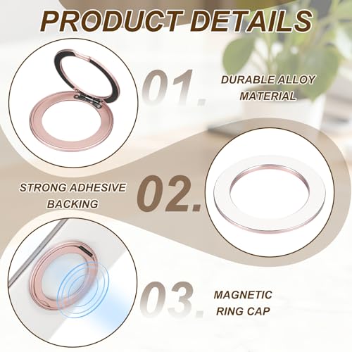 PATIKIL Phone Ring Holder, Metal 360 Rotation Magnetic Phone Grip Holder Stand with Adhesive Backing Smartphone Finger Grip Kickstand for Tablet Case Car Mount Accessory, Pink - color: Pink
