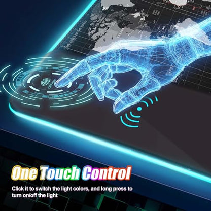 ToLuLu Wireless Charging RGB Gaming Mouse Pad, 15W Mouse Mat w/ 30W Charger - color: World Map