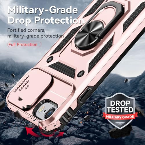 SunStory Compatible with iPhone SE 2022/2020/3rd/2rd / 6/7/8 Case with HD Screen Protector & Slide Camera Cover & Kickstand, [Military-Grade] Phone Case for iPhone SE 2020/2022/6/7/8 (Rosegold) - color: Rosegold