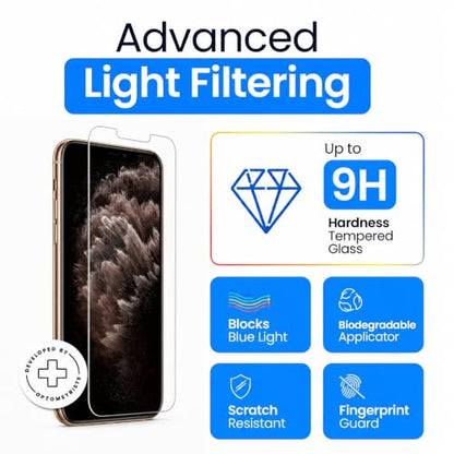 Ocushield Anti Blue Light Tempered Glass Screen Protector of iPhone 11 Pro Max & iPhone XS Max (6.5") – Blocks Blue Light, Prevents Eye Strain & Helps You Sleep Better, 9H Hardness & Case Friendly - size: iPhone 11 Pro Max | XS Max