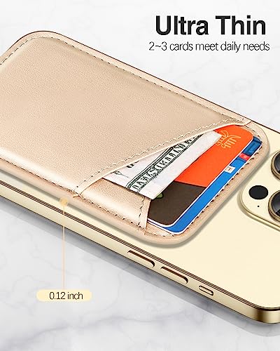 Miroddi for MagSafe Wallet, Ultra-Thin Magnetic Wallet with 2 Card Slots | RFID Blocking, No More Falling, Strongest Magnetic Card Holder for iPhone 17/16/15/14/13/12 Series & Pixel 10 Series, Gold - color: Gold