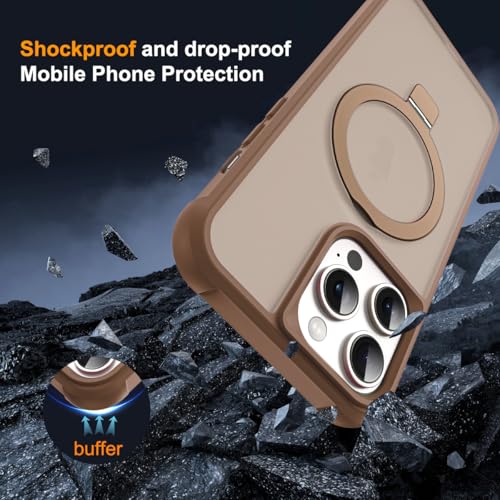 SKYLMW Compatible with iPhone 14 Pro Max Case with Stand,Desert Brown | iPhone 14 Pro Max Phone Case 6.7",Magnetic Ring Stand,Compatible with MagSafe,Military-Grade Protection,Great Grip Feeling - color: Desert Brown, size: Iphone 14 Pro Max