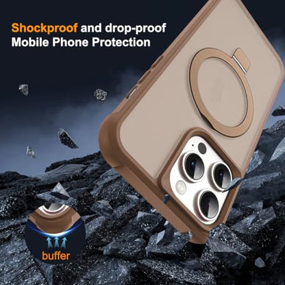 SKYLMW Compatible with iPhone 14 Pro Max Case with Stand,Desert Brown | iPhone 14 Pro Max Phone Case 6.7",Magnetic Ring Stand,Compatible with MagSafe,Military-Grade Protection,Great Grip Feeling - color: Desert Brown, size: Iphone 14 Pro Max