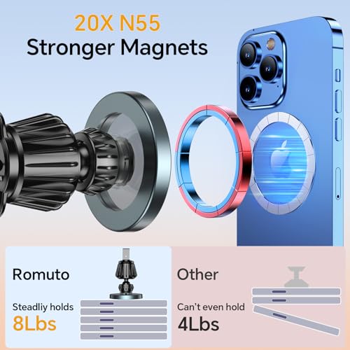 Kaistyle for MagSafe Car Mount, [Never Drop] Magnetic Phone Holder for Car Dash, HandsFree 360° Rotation Phone Mount [Strongest 3M Adhesive] for iPhone 15 14 13 12 & Mag Safe Case, Metal Gray - color: Metal Gray